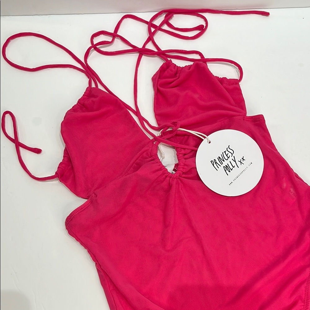 Princess Polly Hot Pink Strappy Bodysuit.